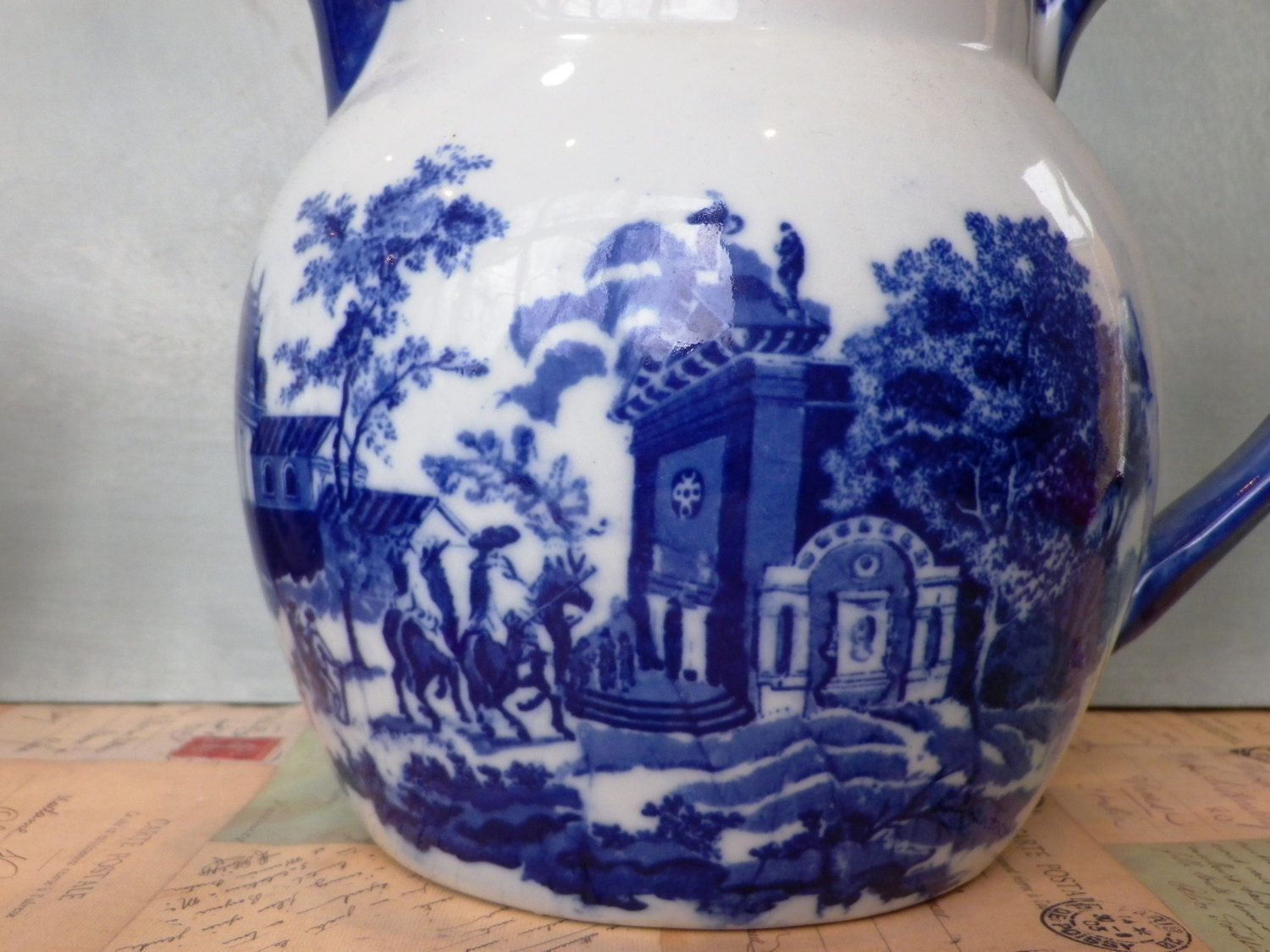 A Set Of Five Graduated Vintage Jugs Floware Blue And White Vintage Jugs Pitchers photo Home Decor