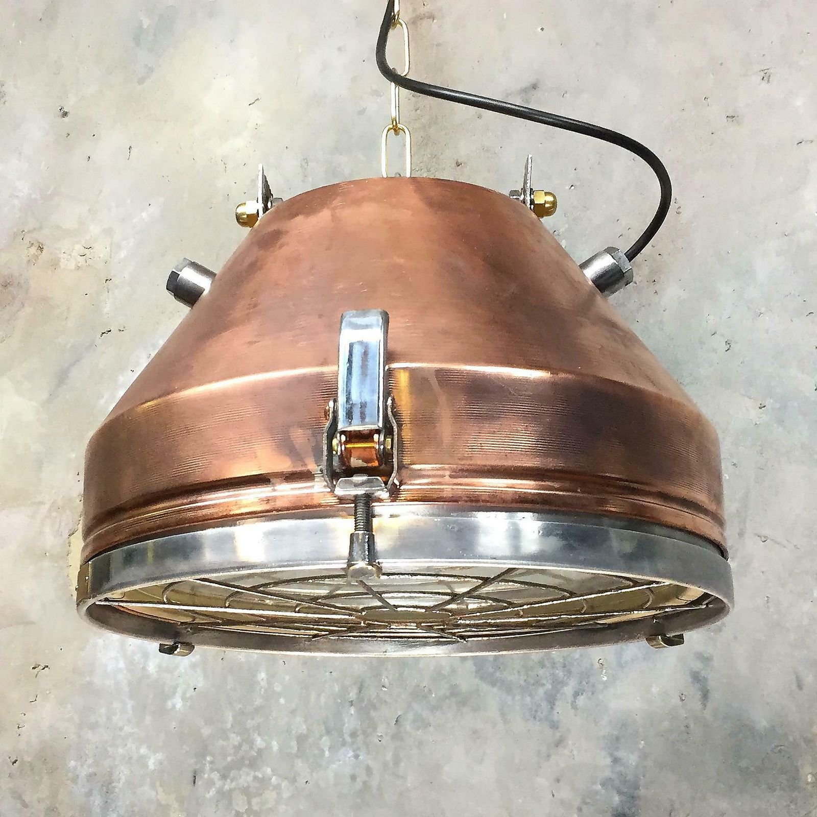 20th Century Industrial Veb Copper & Aluminium Pendant & Bronze Fittings photo for sale