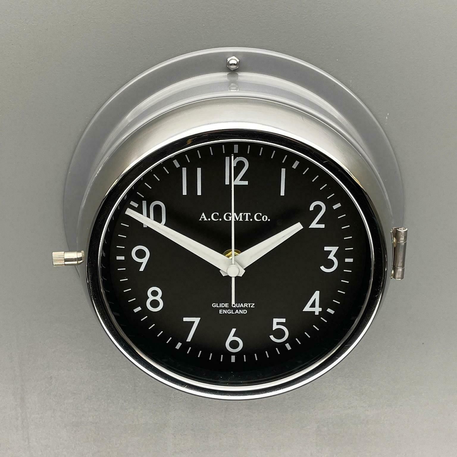 1970''S British Ultimate Grey /Monochrome Black Ac Gmt Co. Classic Wall Clock photo furniture