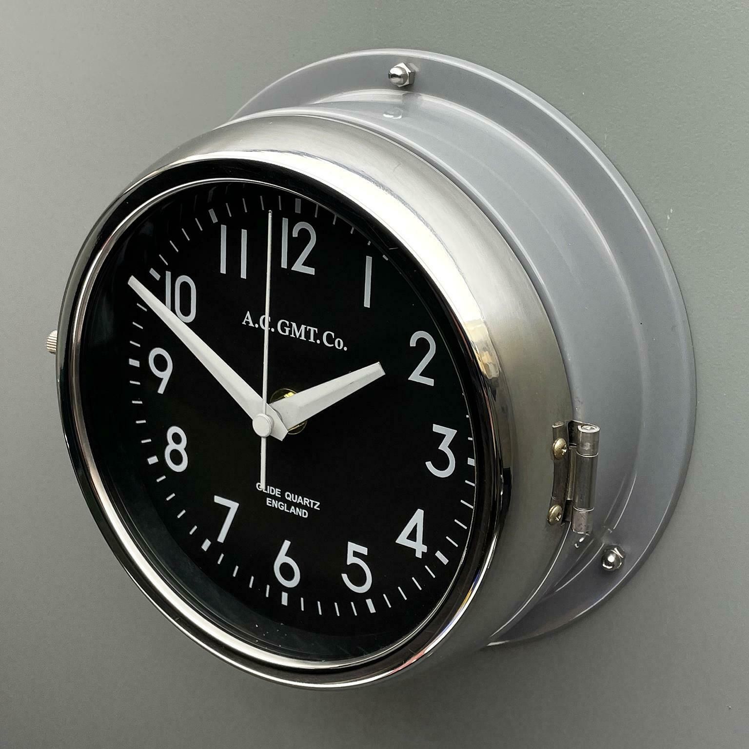 photo buy 1970''S British Ultimate Grey /Monochrome Black Ac Gmt Co. Classic Wall Clock