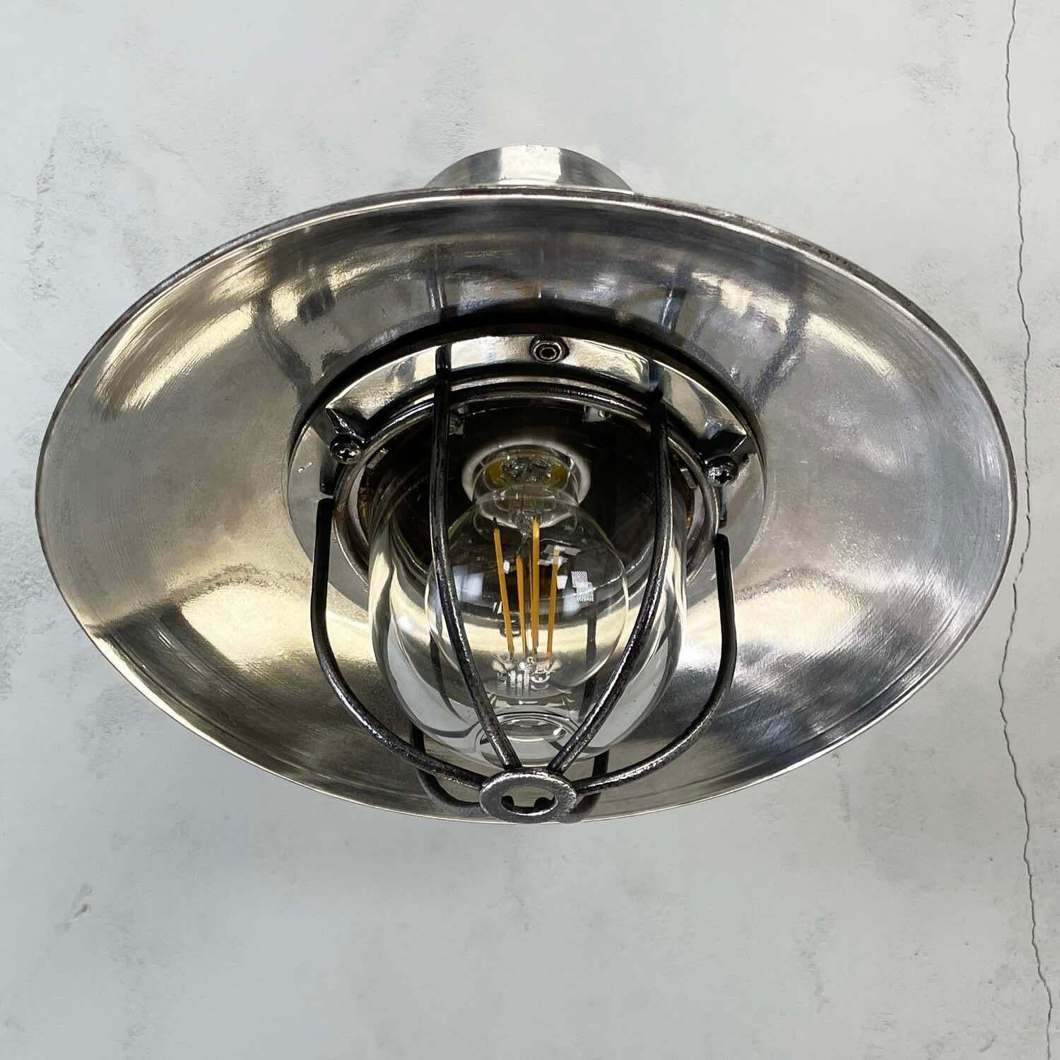 1980''S Italian Cast Aluminium Flameproof Cantilever Wall Sconce With Cage & Shade photo buy