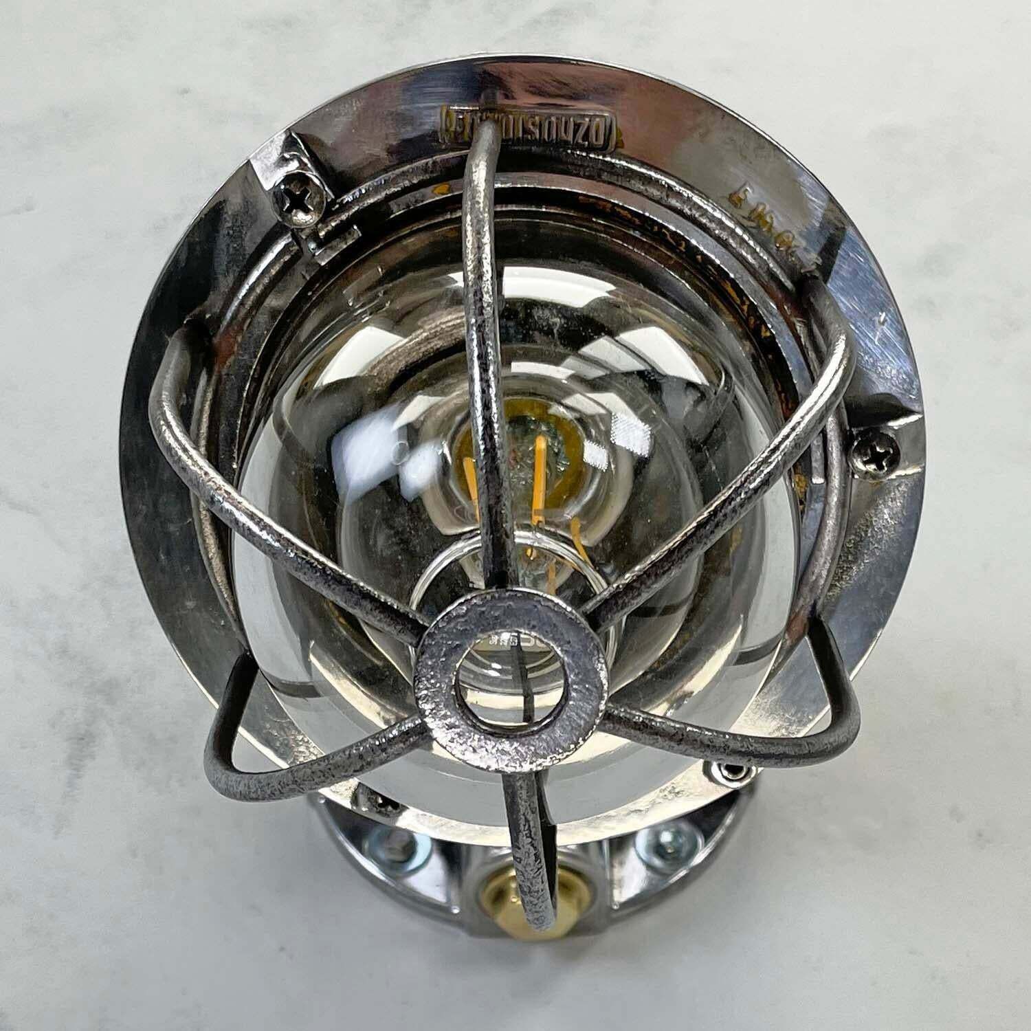 320.0 1980''S Italian Cast Aluminium Flameproof Cantilever Wall Sconce With Cage & Glass photo