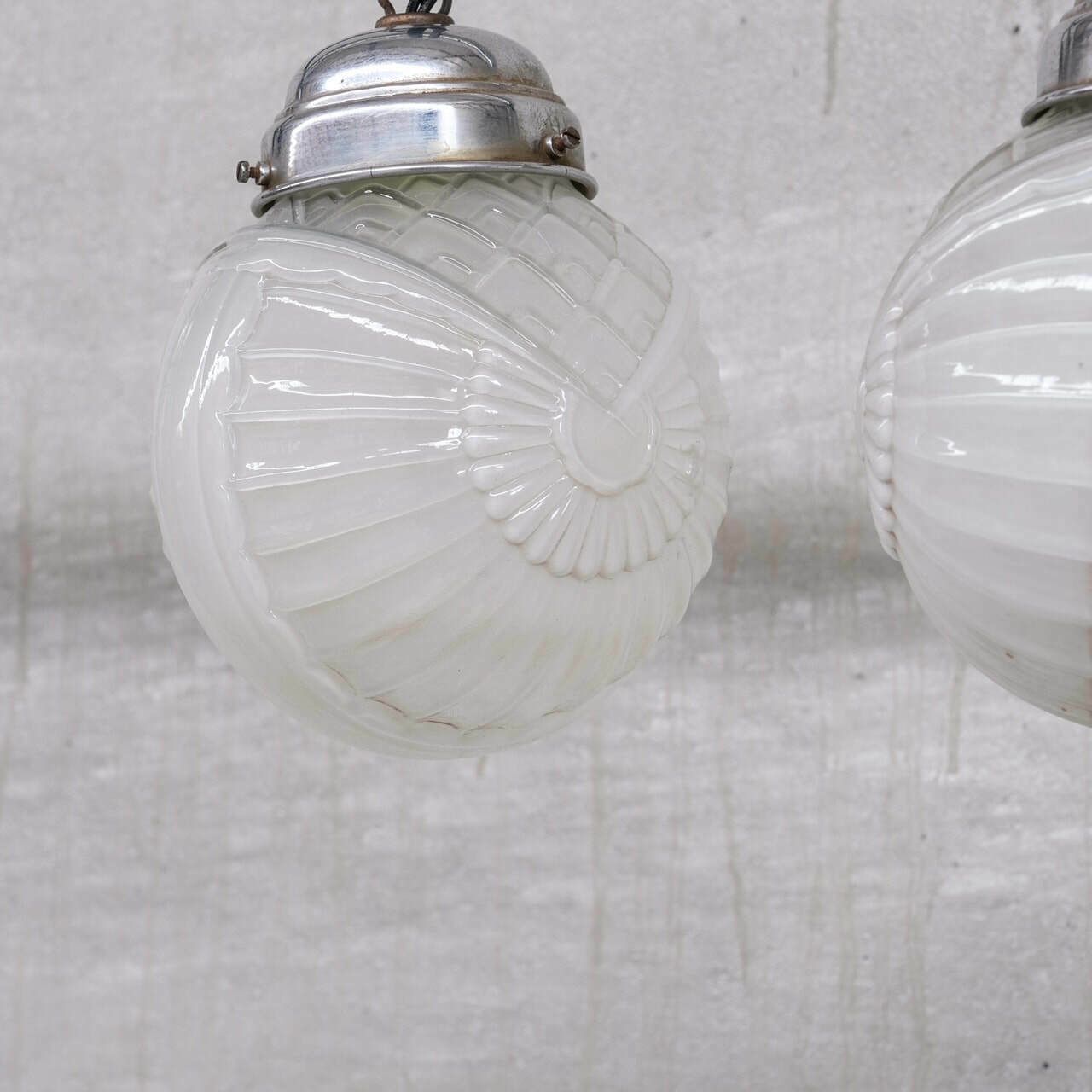 Pair Of Glass Art Deco Small Pendant Lights photo furniture
