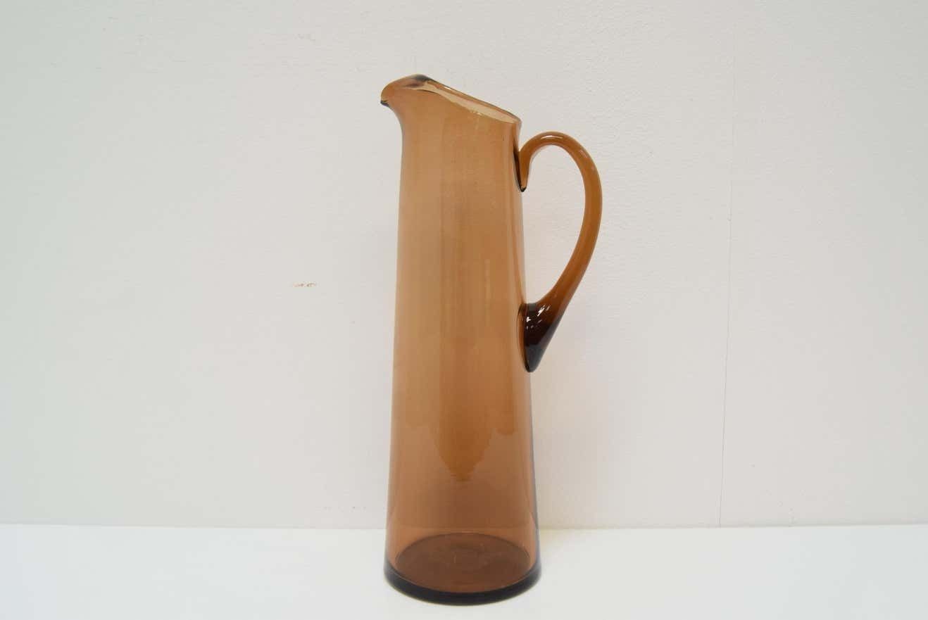 Art Czech Glass Pitcher By Glasswork Novy Bor 1950s photo furniture