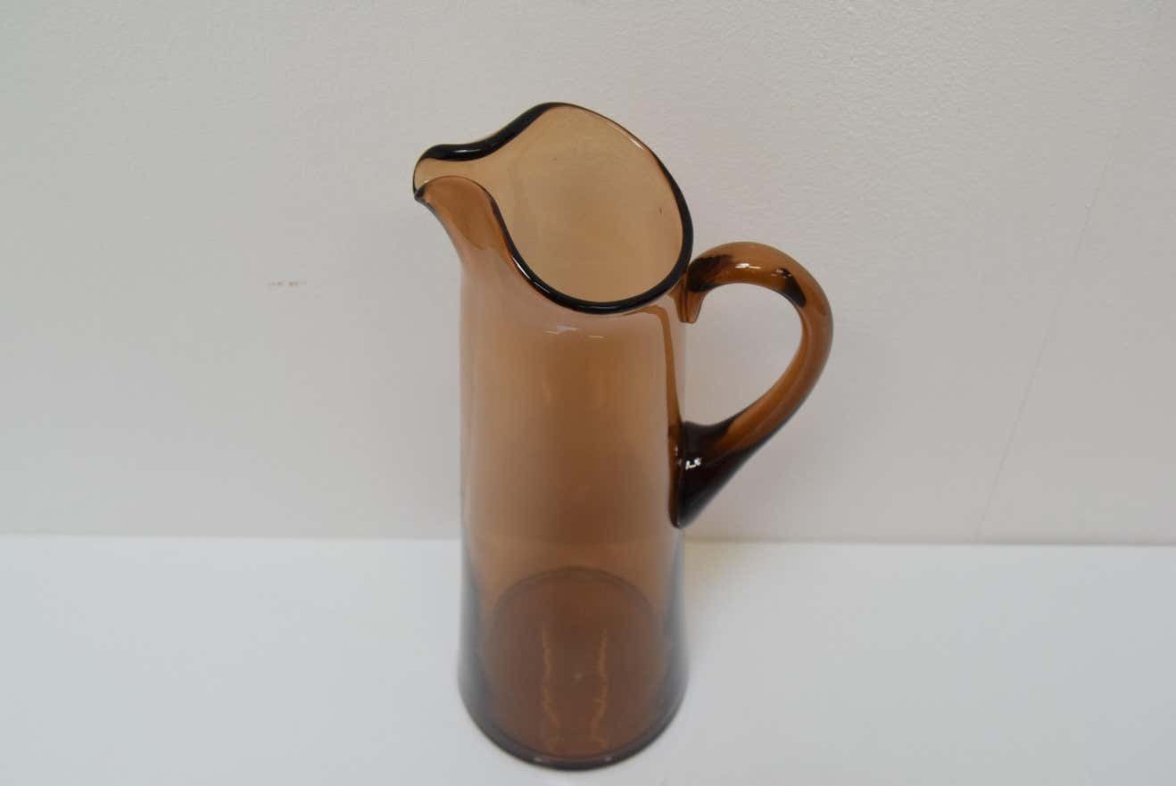 Art Czech Glass Pitcher By Glasswork Novy Bor 1950s photo for sale