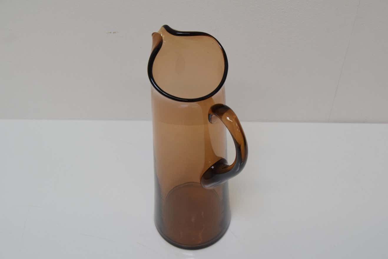 Art Czech Glass Pitcher By Glasswork Novy Bor 1950s photo 265.0