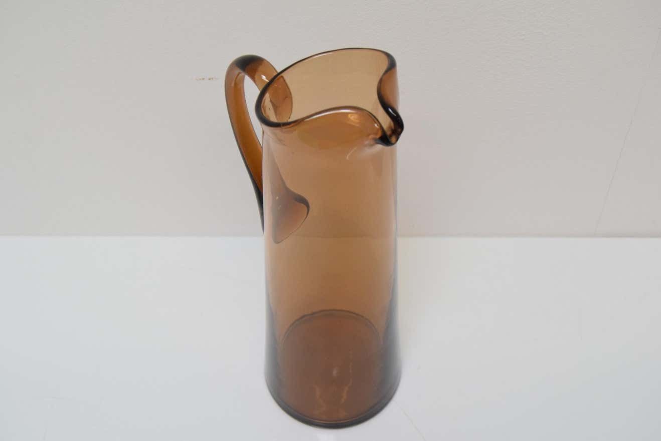 Art Czech Glass Pitcher By Glasswork Novy Bor 1950s photo vinterior