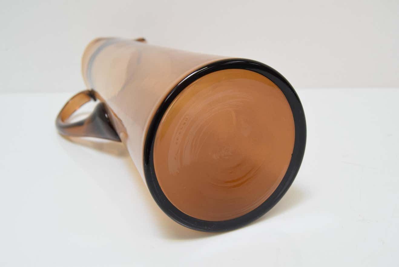 photo for sale Art Czech Glass Pitcher By Glasswork Novy Bor 1950s