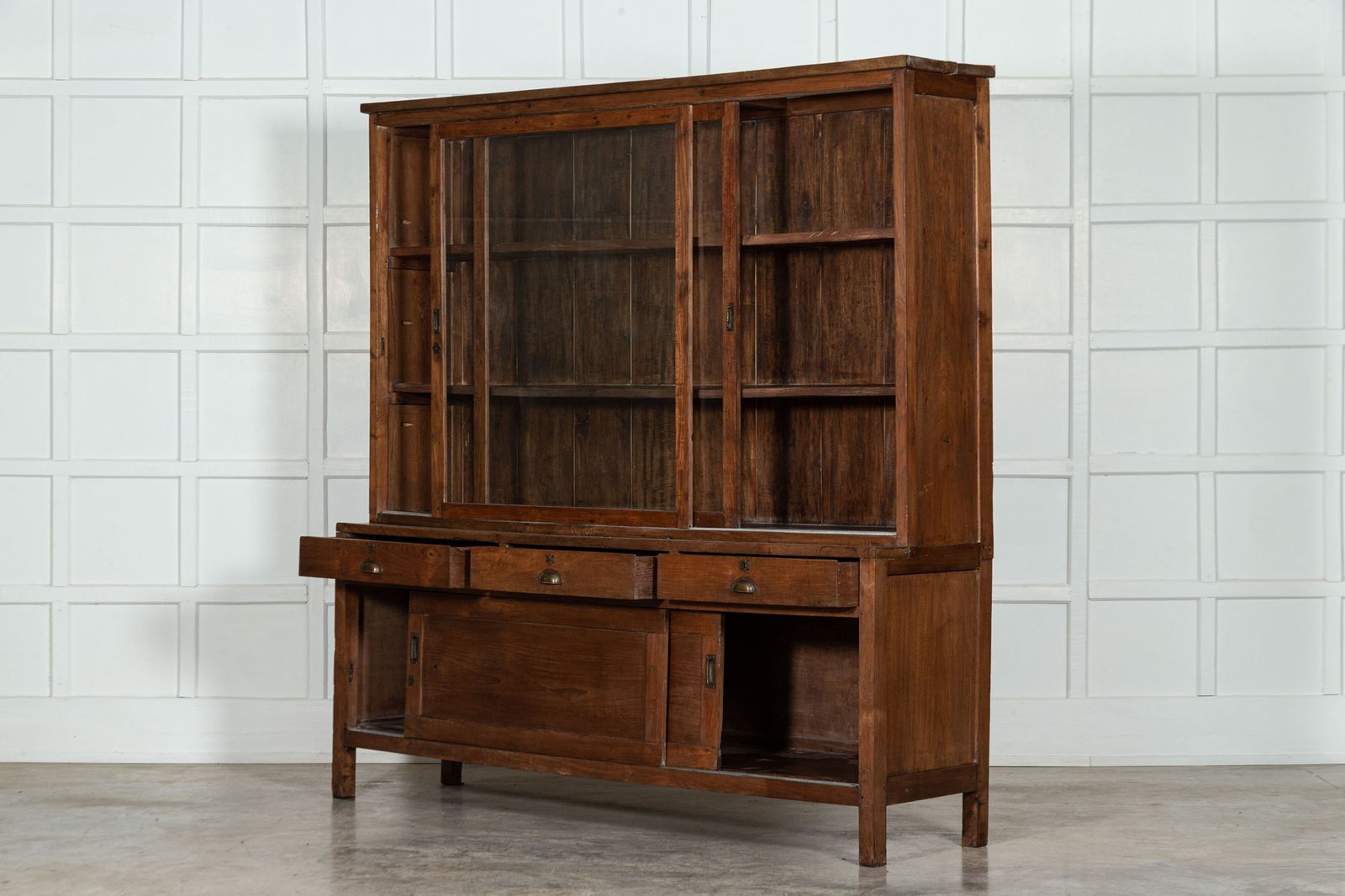 Large French Oak Glazed Haberdashery Shop Cabinet photo vinterior