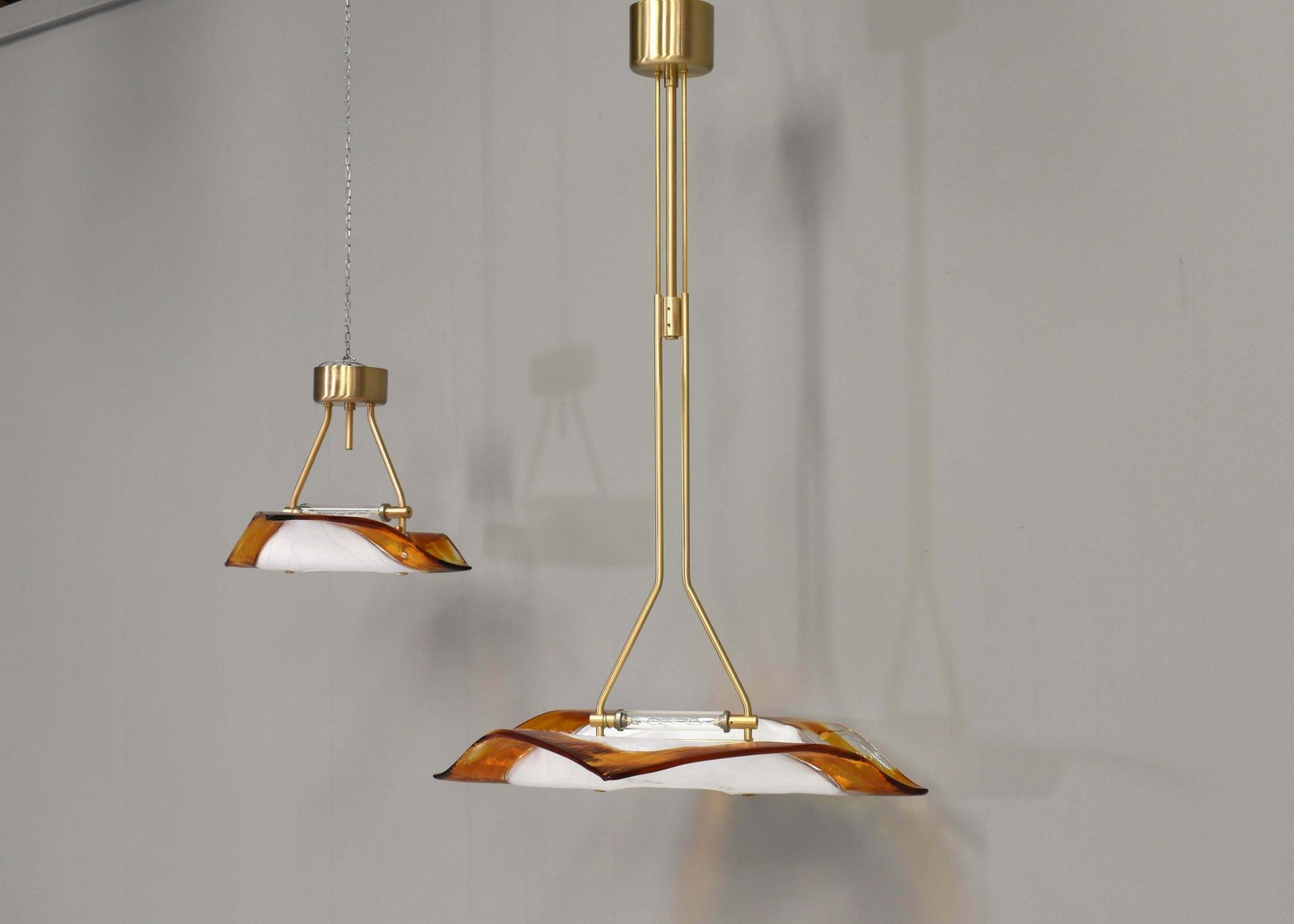 La Murrina ''Albatros'' Ceiling Lamp Murano Glass / Brass Details Italy Circa 1980 photo vinterior