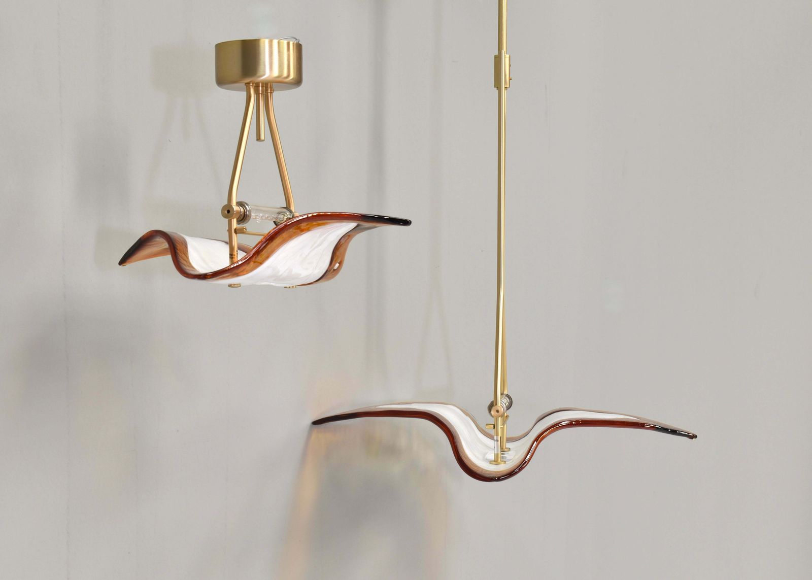 photo furniture La Murrina ''Albatros'' Ceiling Lamp Murano Glass / Brass Details Italy Circa 1980