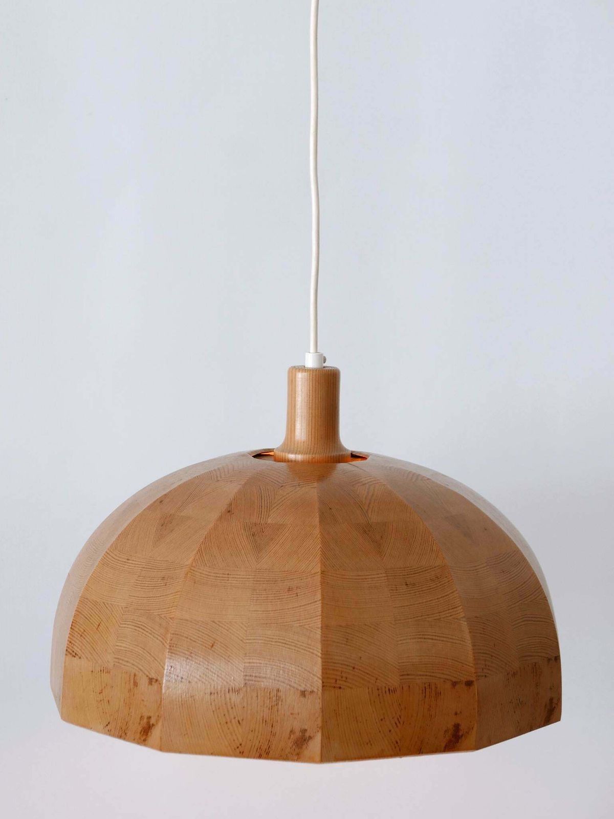 Rare Mid Century Modern Pine Wood Pendant Lamp Or Hanging Light Sweden 1960s photo furniture