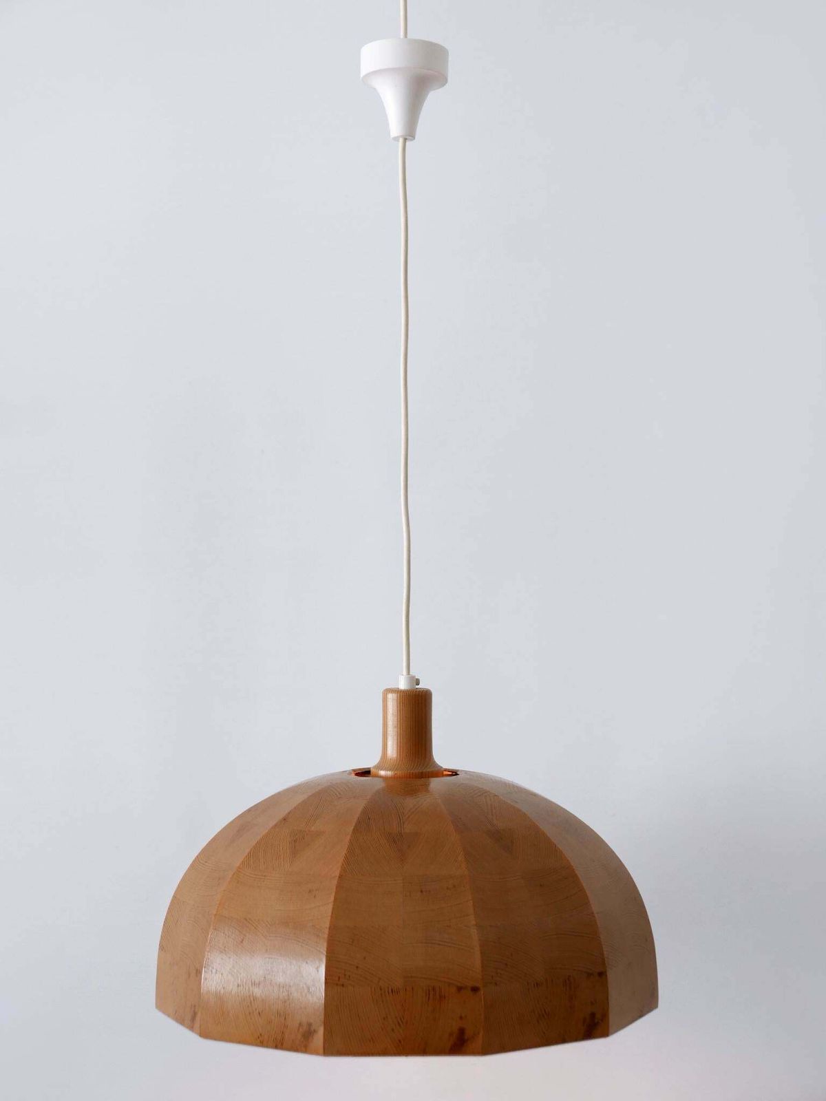Rare Mid Century Modern Pine Wood Pendant Lamp Or Hanging Light Sweden 1960s photo Lighting