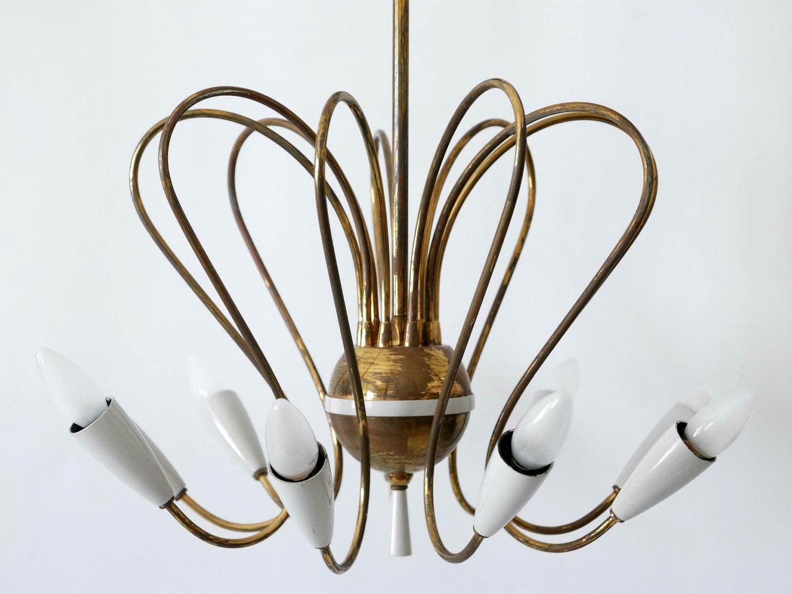 Rare Mid Century Modern Nine Flamed Sputnik Chandelier Or Pendant Lamp 1950s photo for sale