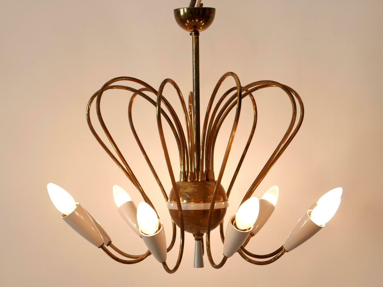 Lighting Rare Mid Century Modern Nine Flamed Sputnik Chandelier Or Pendant Lamp 1950s photo
