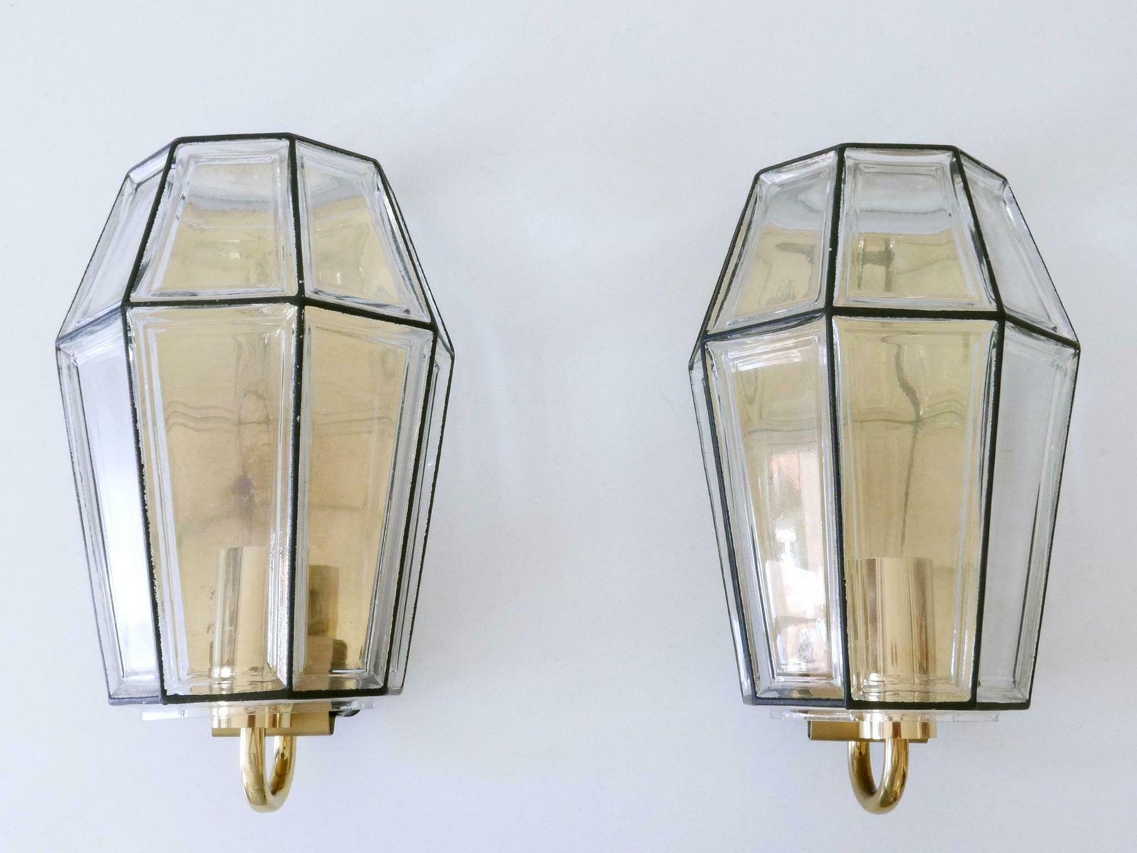 Set Of Two Mid Century Modern Sconces Or Wall Fixtures By Glashütte Limburg photo buy