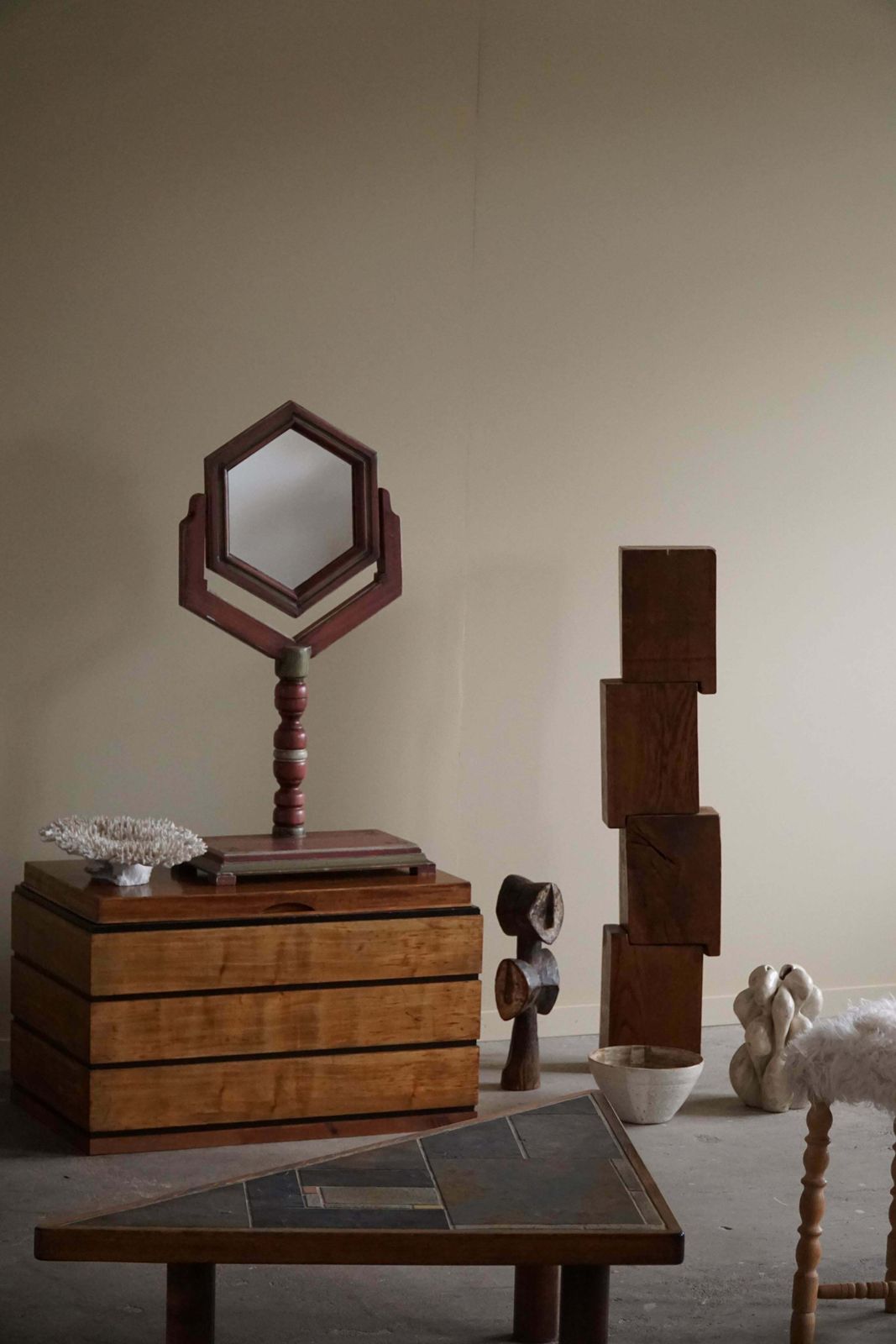 A Table Mirror In Pine By A Swedish Cabinetmaker, Folk Art, Early 20th Century photo furniture