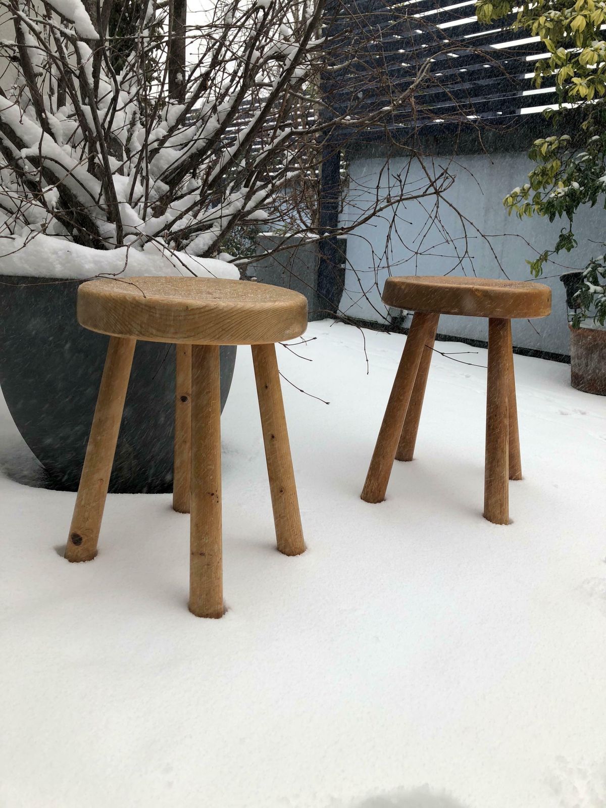 Very Rare Set Of Charlotte Perriand 4 Legs Configuration Stools photo vintage
