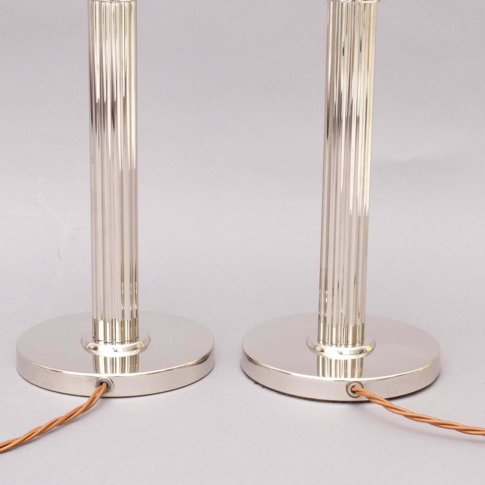 Pair Of 1940s Us Army Desk Lamp In Nickel Plated Polish. Pair Of Bedside Lamp photo for sale