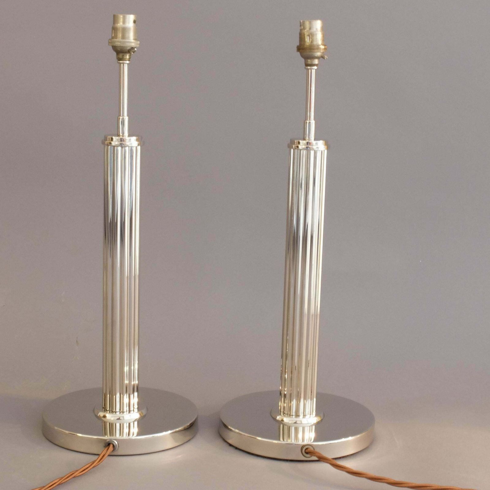 Pair Of 1940s Us Army Desk Lamp In Nickel Plated Polish. Pair Of Bedside Lamp photo Lighting