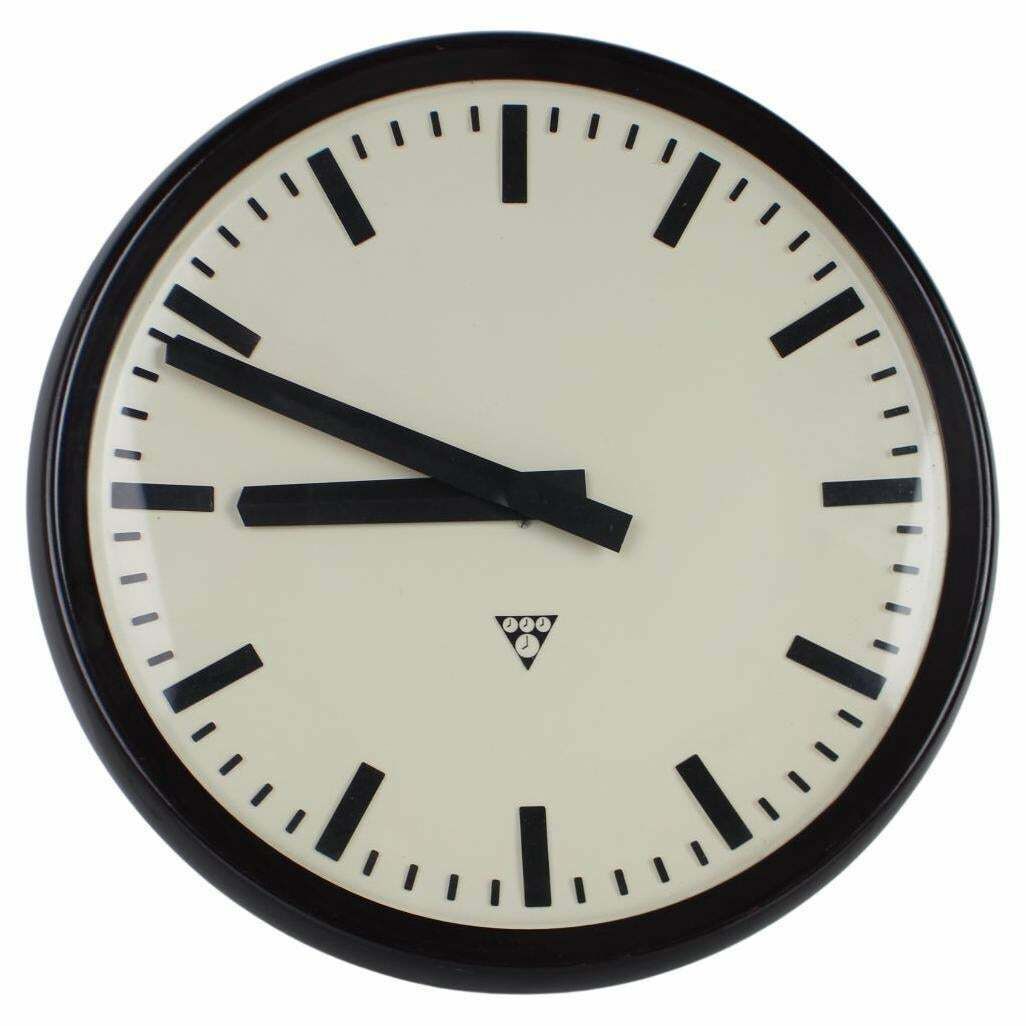 Large Bakelite Industrial Wall Clock By Pragotron, 1960s