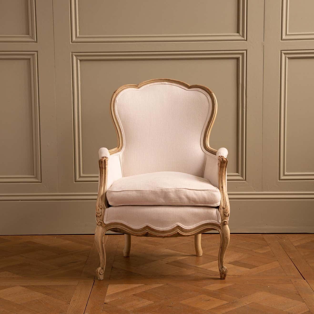Swedish Gustavian Arm Chair Circa Early 1900's Painted Warm White photo furniture