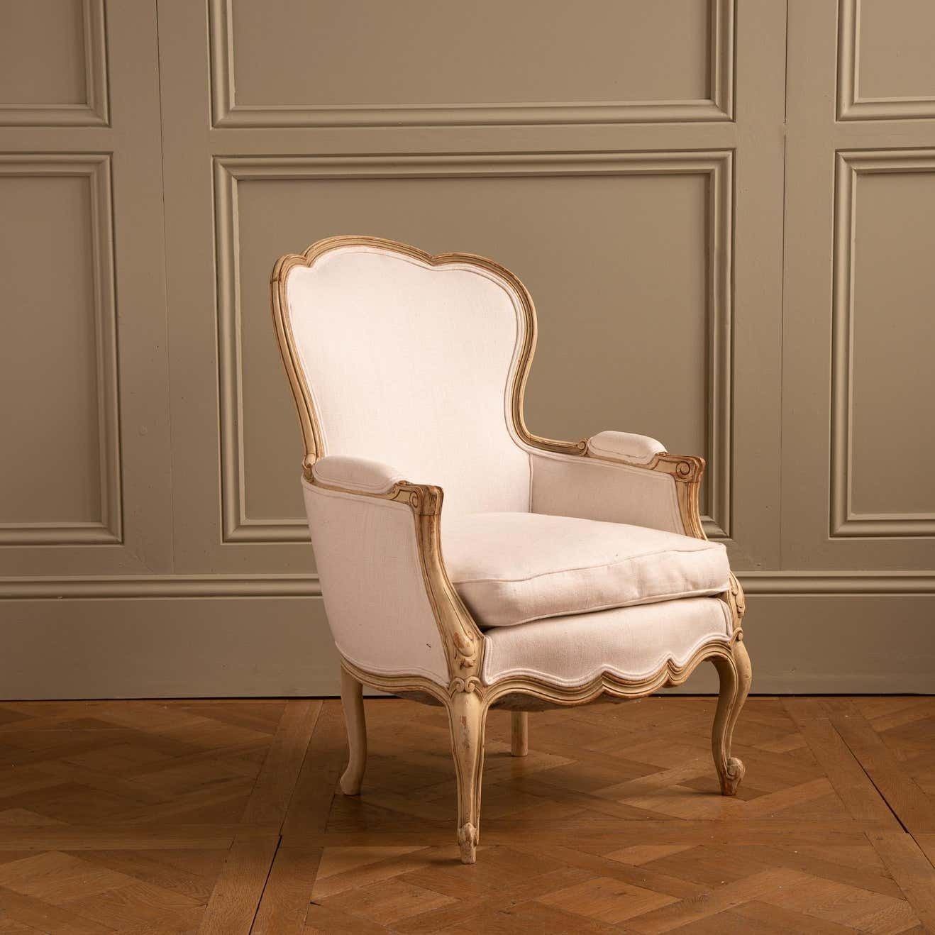 Swedish Gustavian Arm Chair Circa Early 1900's Painted Warm White photo for sale