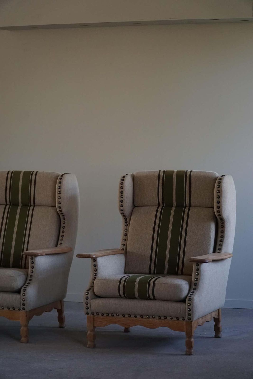 Pair Of Danish Modern Highback Lounge Chairs In Style Of Henning Kjærnulf, 1960s photo Furniture