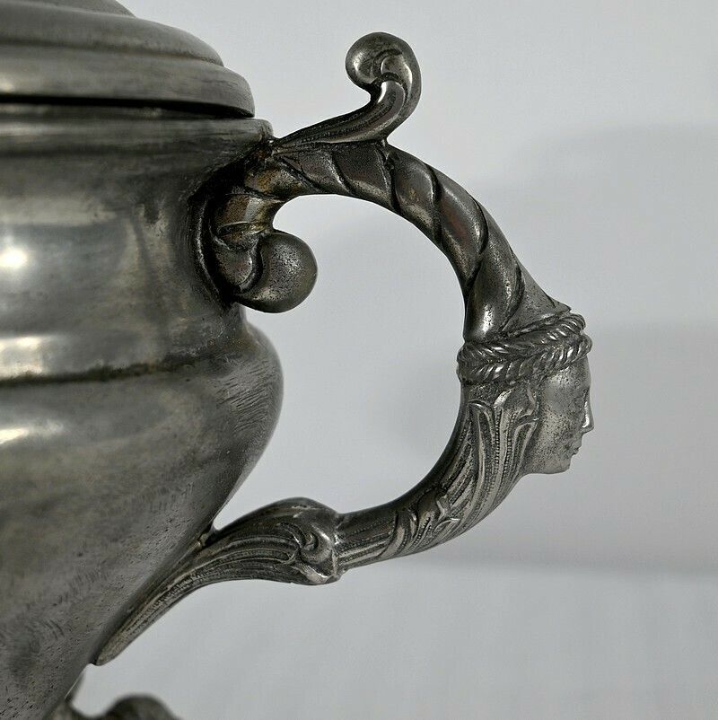 Tureen And Tray In Fine Pewter Stamped L. Houzeaux Early 20th Century photo vintage