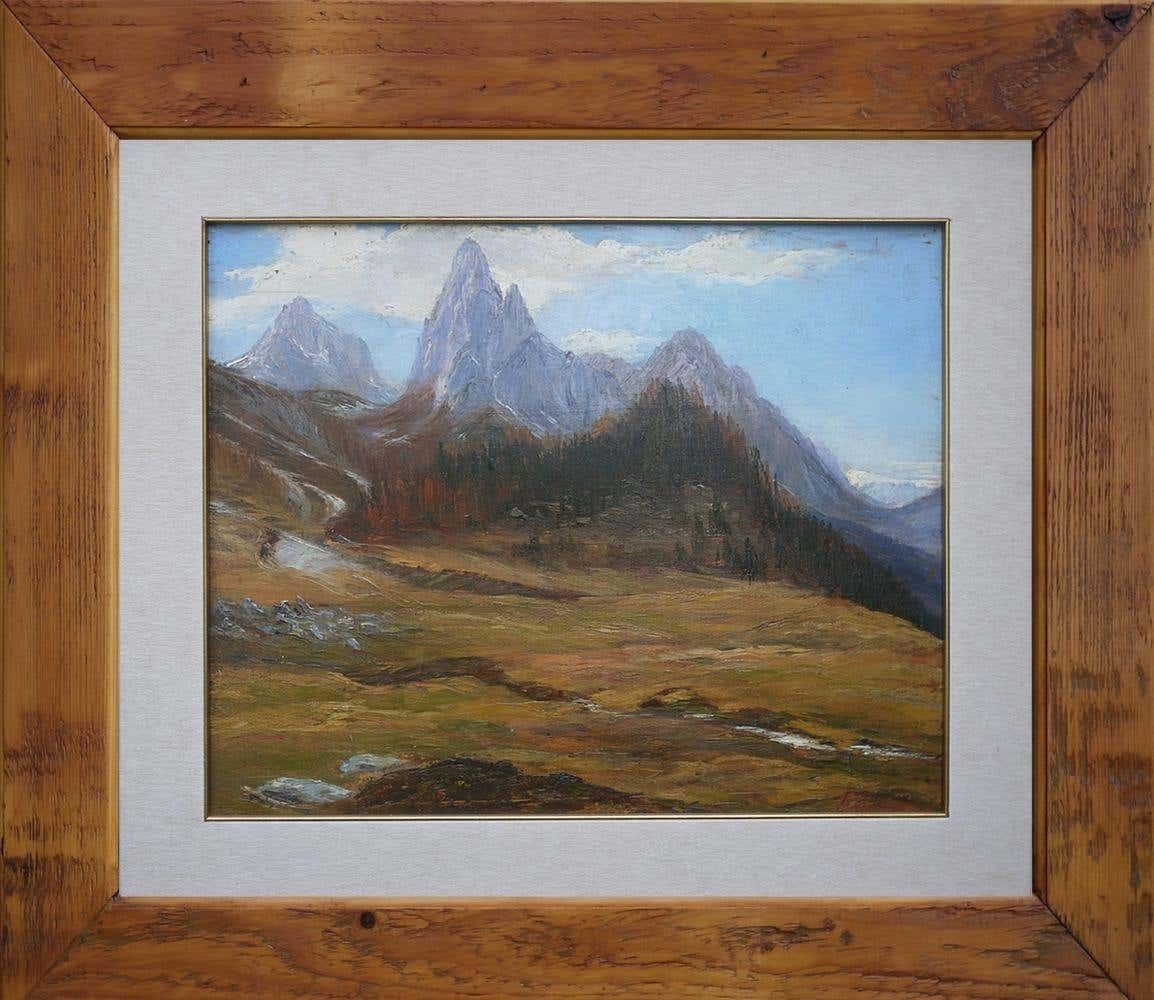 Oil Painting, Dolomites, "Monte Tuglia", Marcelliano Canciani, 1910s photo Art