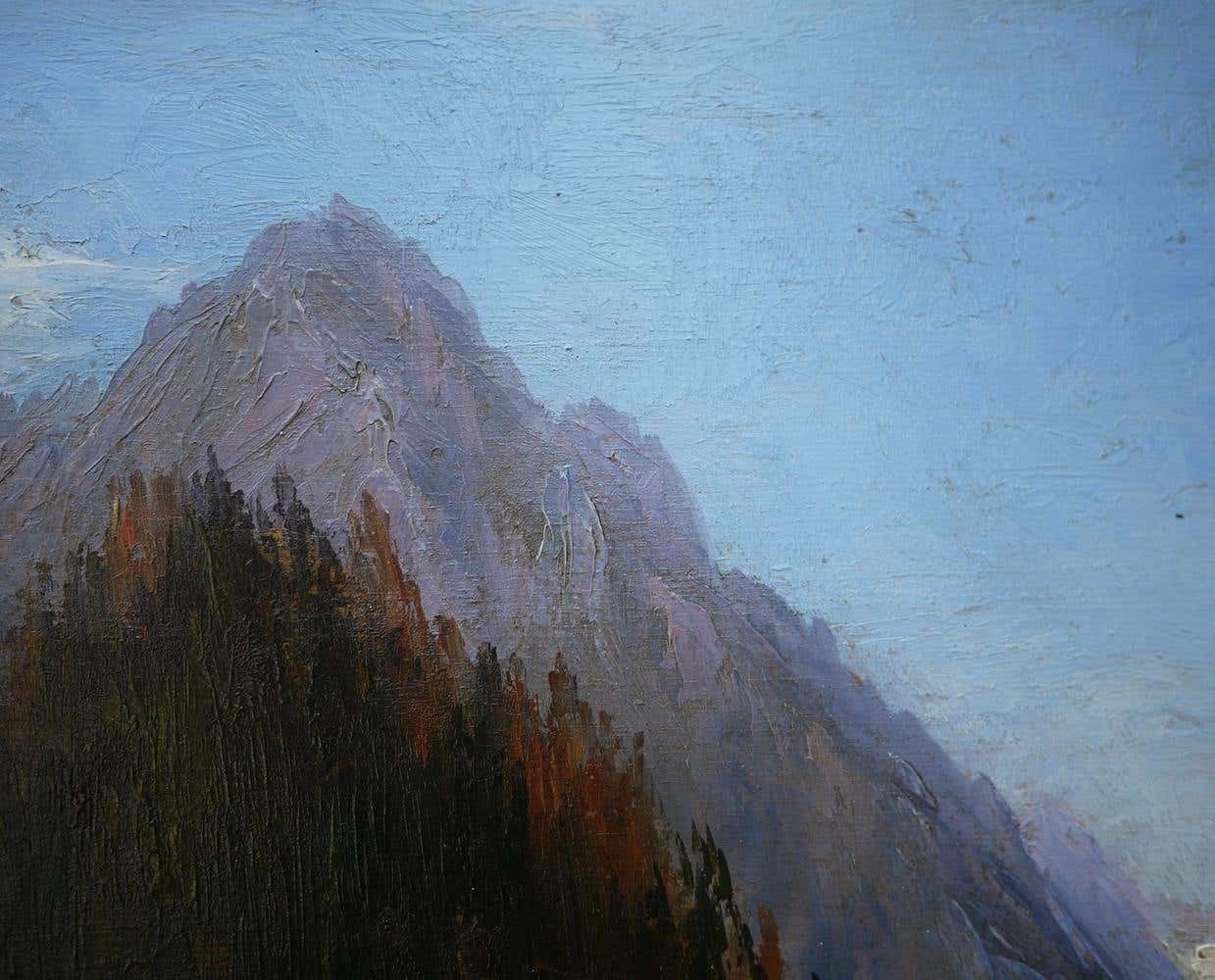 photo vinterior Oil Painting, Dolomites, "Monte Tuglia", Marcelliano Canciani, 1910s