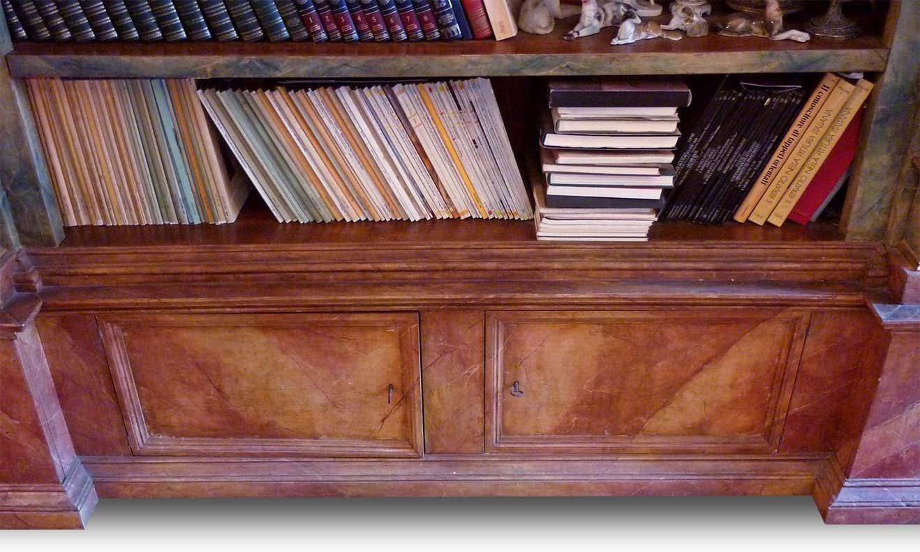 Exceptional Painted Bookcase With Gold Leaf Carvings photo Furniture