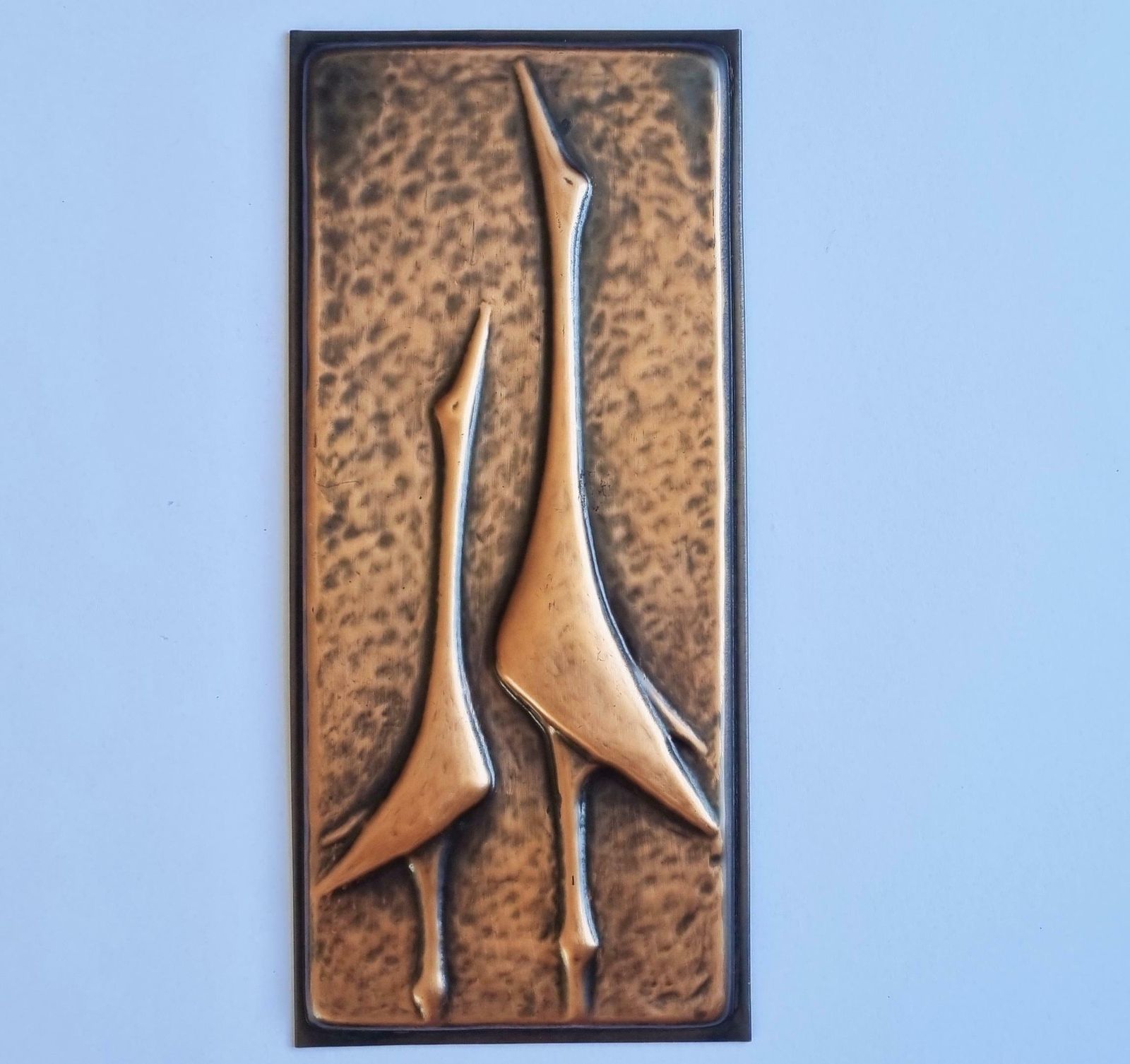 Rare Wall Brass Relief Sculpture Of Herons, 1970s photo for sale
