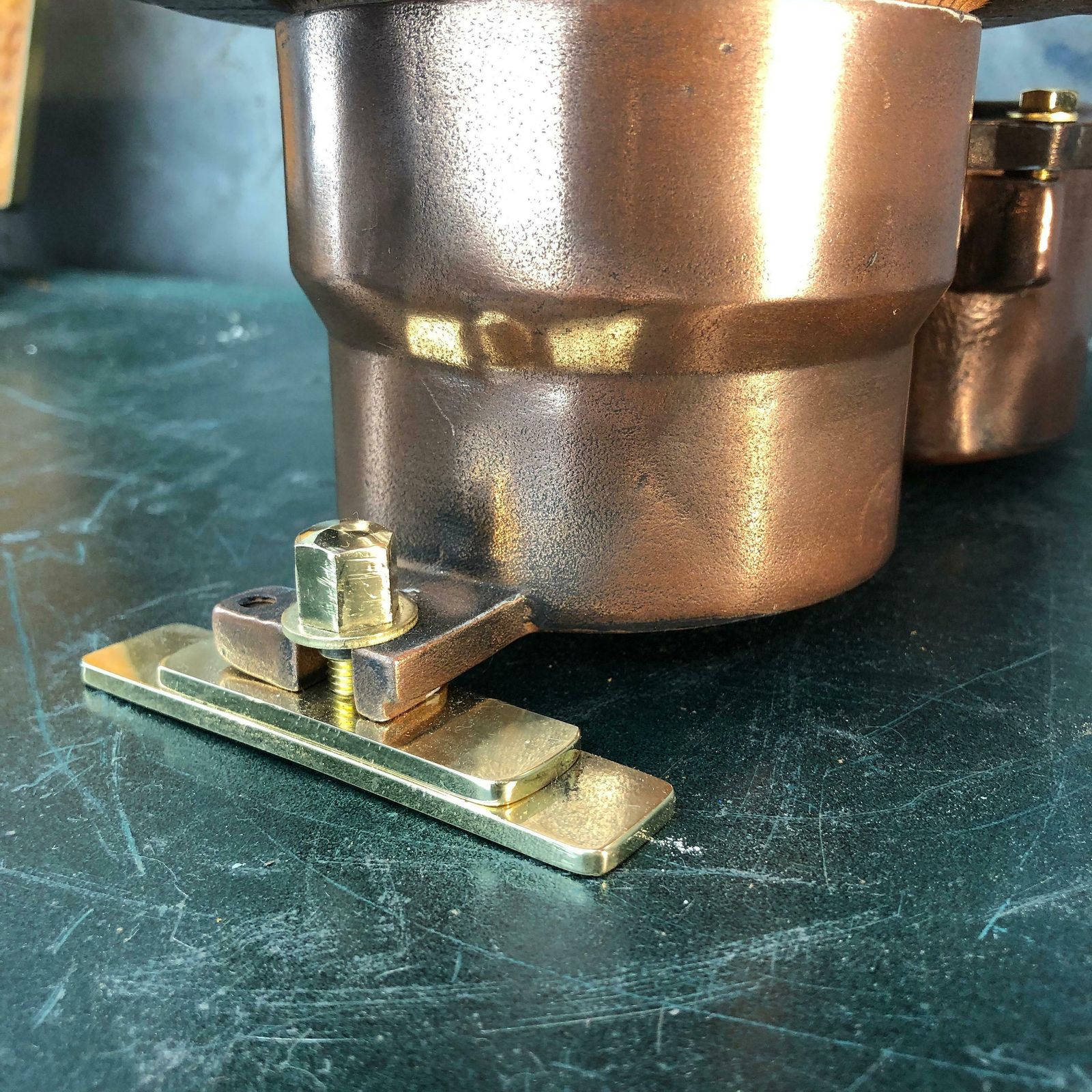 1970s German Eow Gdr Copper, Brass And Holophane Glass Wall Light / Table Lamp photo 350.0