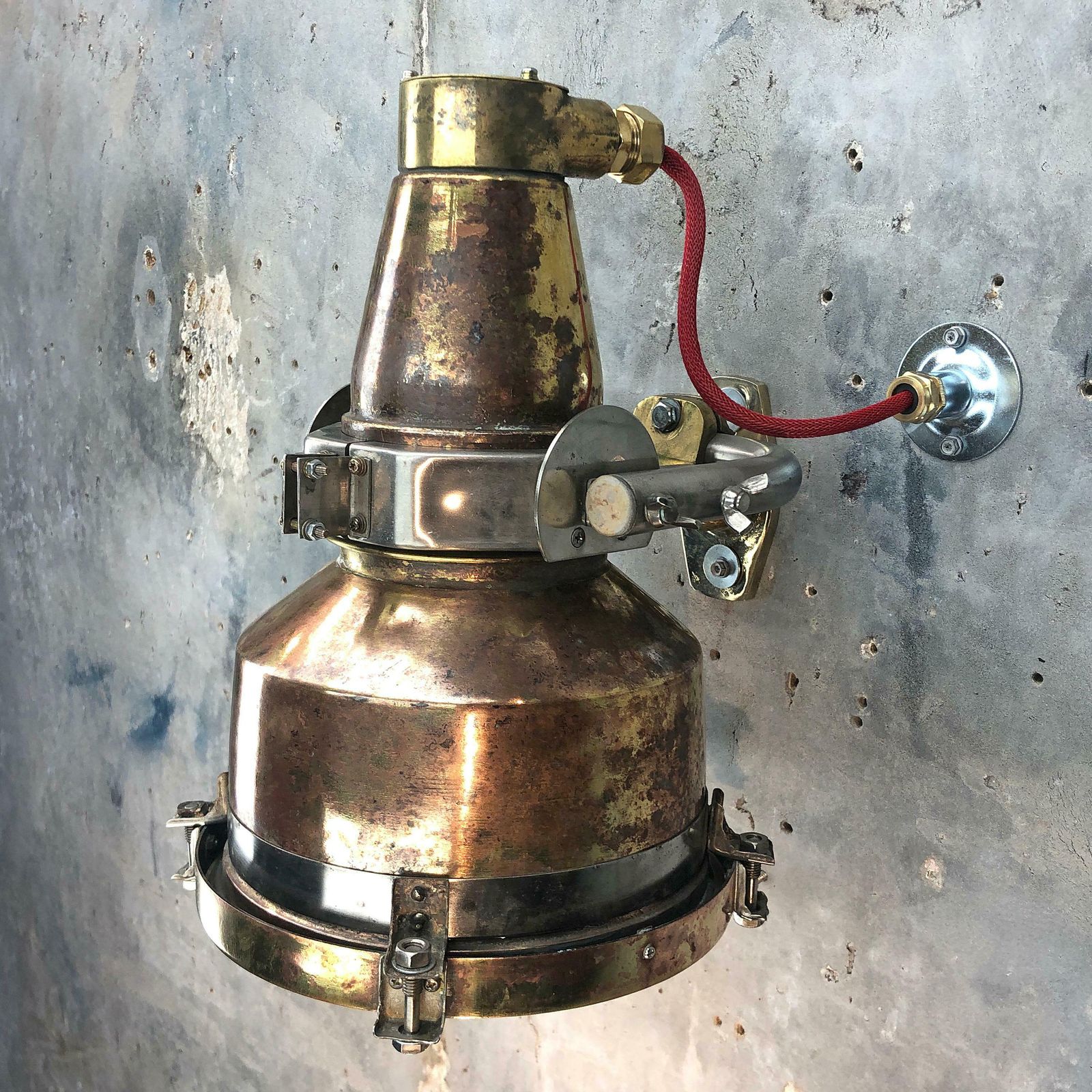 Lighting 1960s Japanese Spun Brass And Aluminum Architectural Wall Washer Uplighter photo