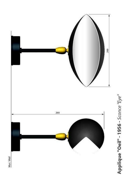 Serge Mouille Sconce   Wall Lamp "Eye" Or Eye photo for sale