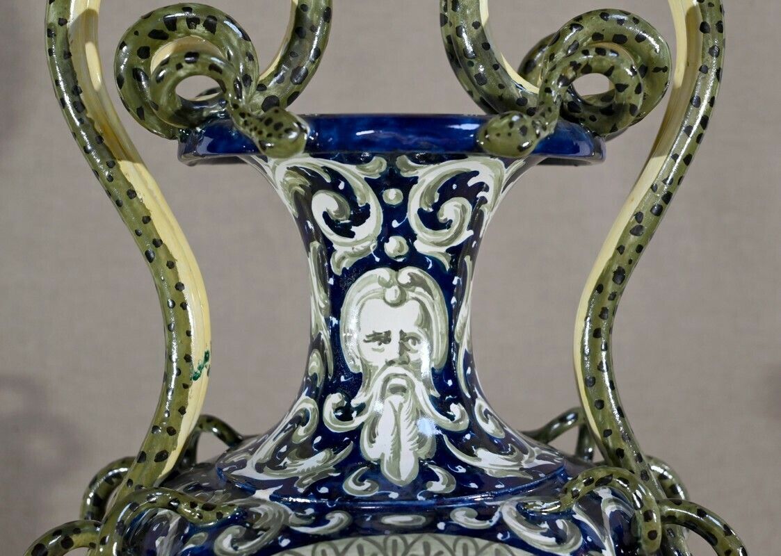 Important Earthenware Vase, Renaissance Style   2nd Part Of The 19th Century photo vintage