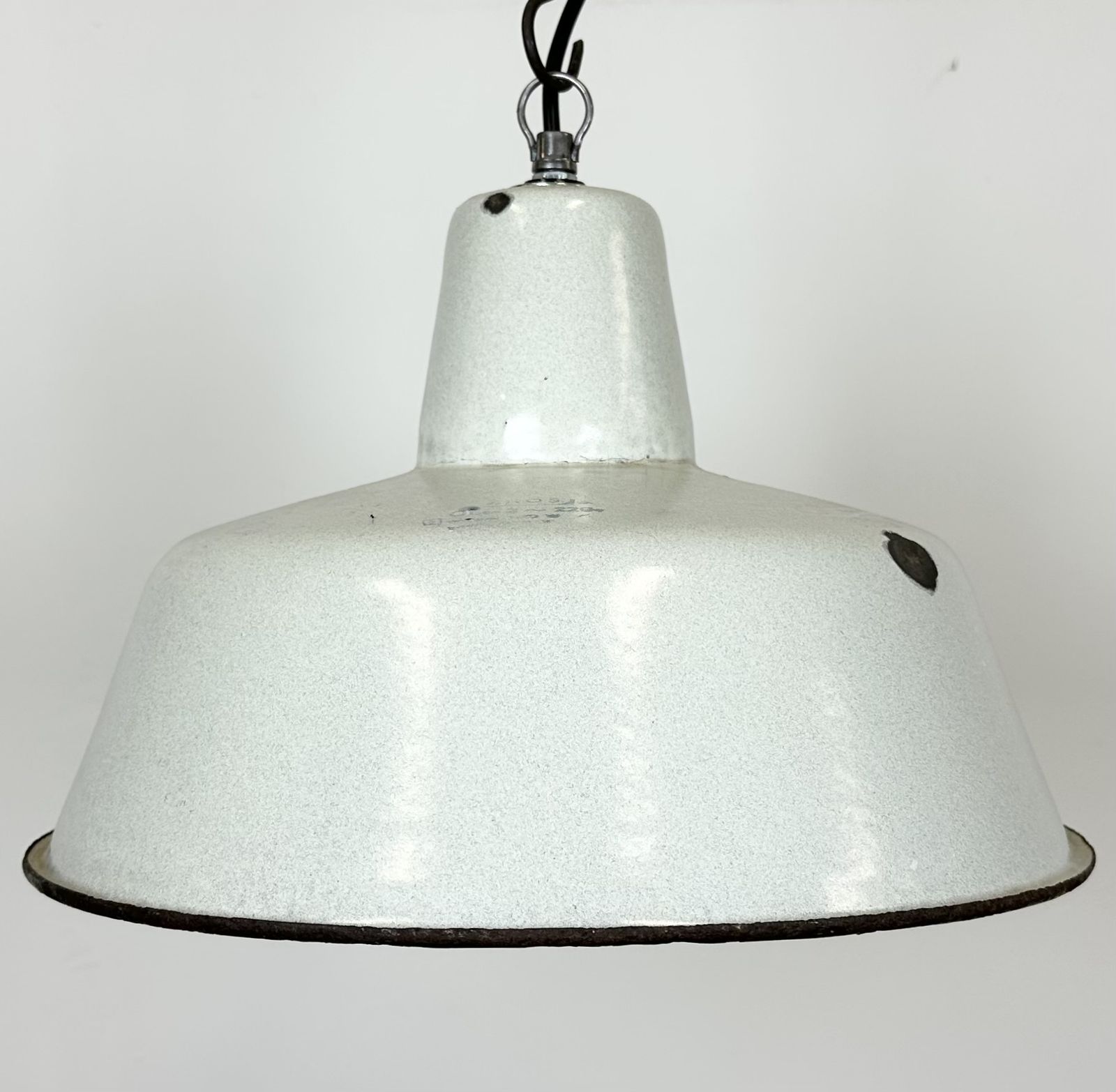 Industrial White Enamel Factory Pendant Lamp From Zaos, 1960s, 2x photo for sale