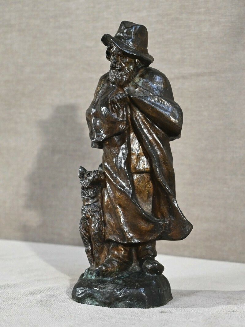 Bronze "The Shepherd And His Dog", Signed G.Omerth   Early 20th Century photo for sale