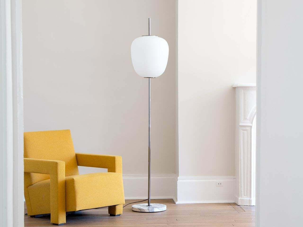 Disderot J14 Glass & Brass Standing / Floor Lamp By André Motte Available Now photo for sale