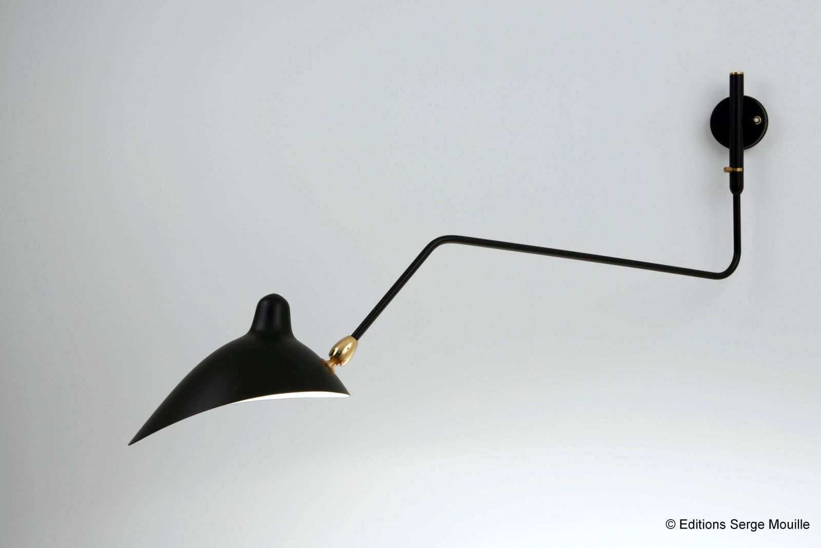 Serge Mouille Applique Model "One Rotating Curved Arm" Black Or White photo for sale
