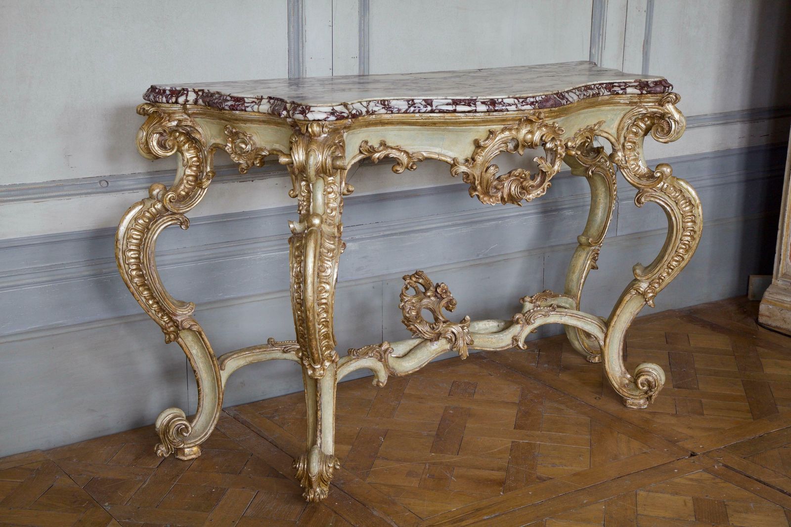 18th Century Louis XV Silver Gilded And Painted Console photo vinterior