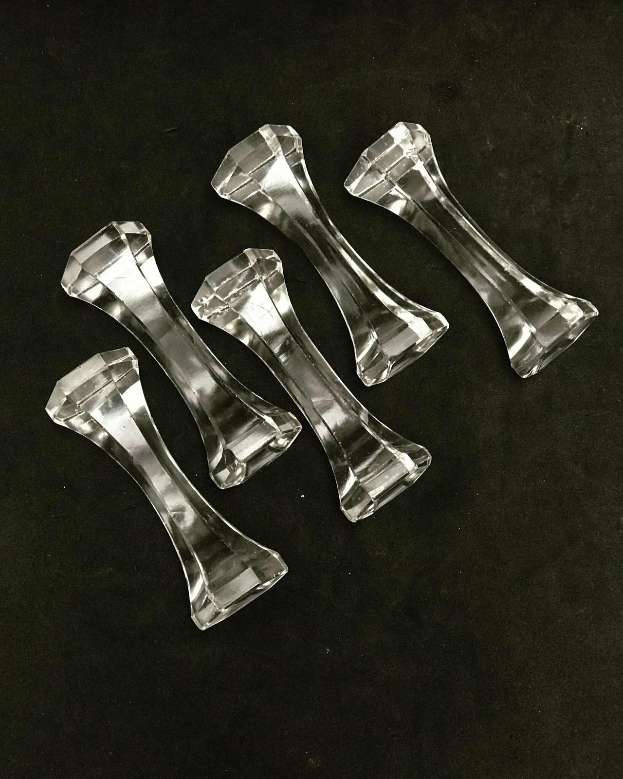 Crystal Knife Rest Set Of 5 Gift For Hostess Old Glass Crystal, Transparent Glass, Knife Set, Retro Table, Knife Holders