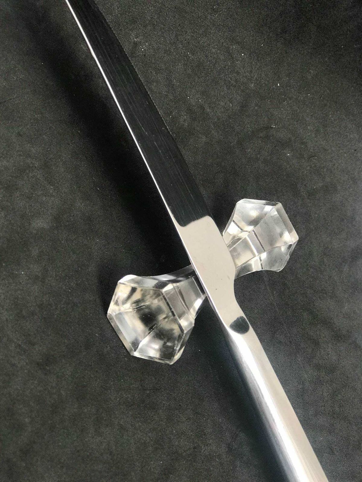 Crystal Knife Rest Set Of 5 Gift For Hostess Old Glass Crystal, Transparent Glass, Knife Set, Retro Table, Knife Holders photo for sale