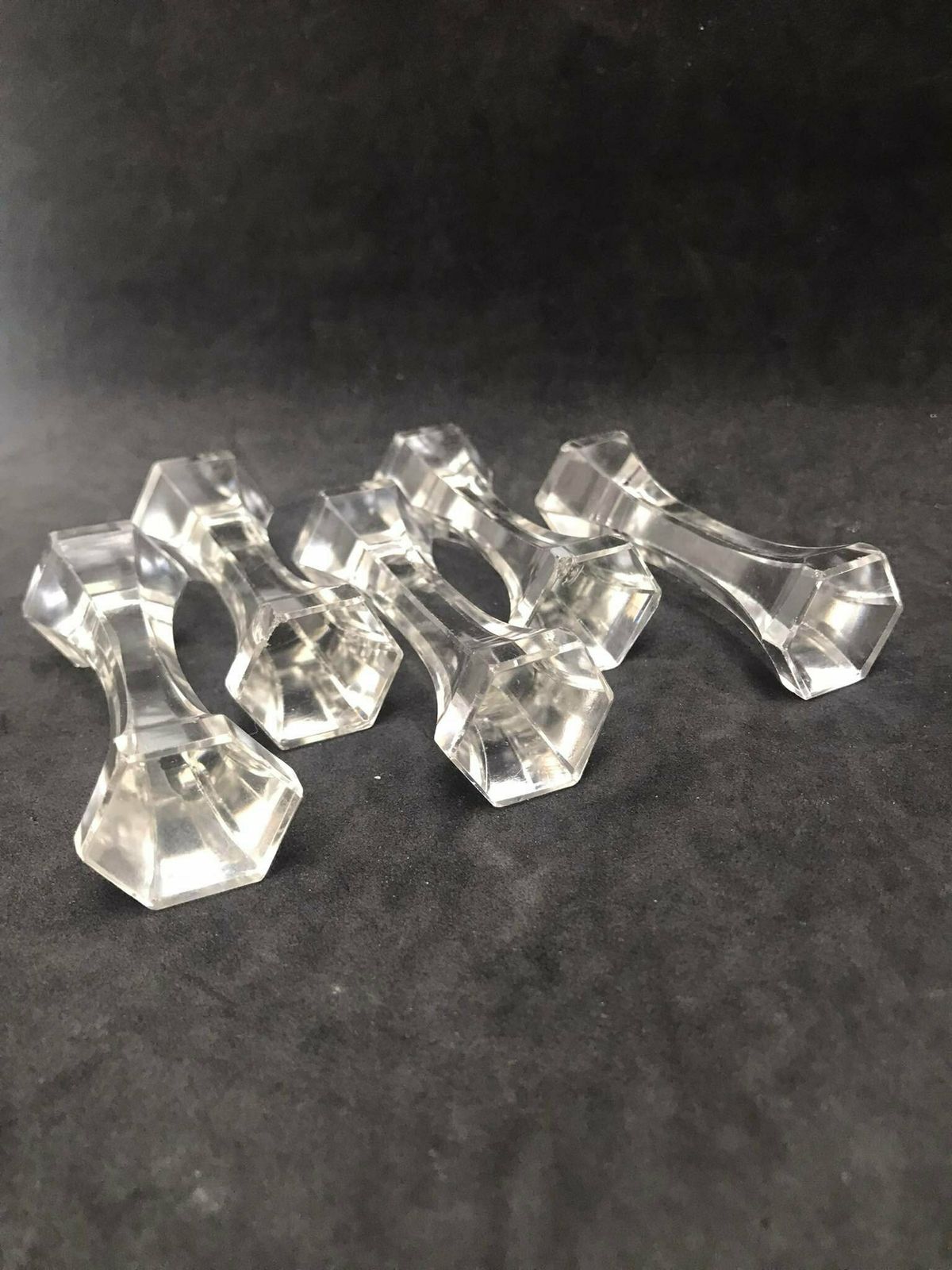 Crystal Knife Rest Set Of 5 Gift For Hostess Old Glass Crystal, Transparent Glass, Knife Set, Retro Table, Knife Holders photo vinterior