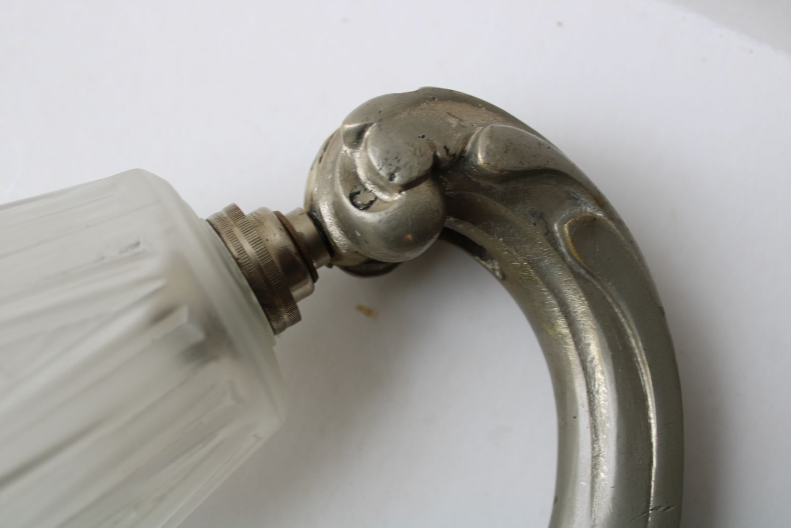 Pair Of French Art Deco Wall Sconces By J Robert Early 20th Century  Bronze, Matted Glass photo for sale
