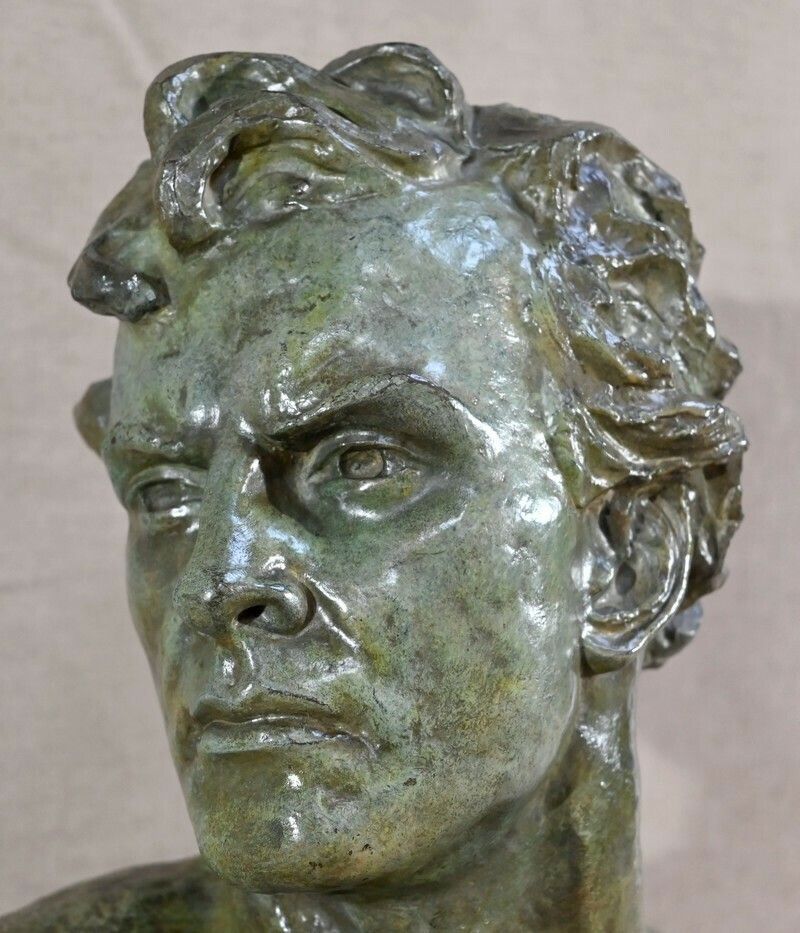 Important Bronze Jean Mermoz Signed A.Ouline  1st Part XX photo vinterior