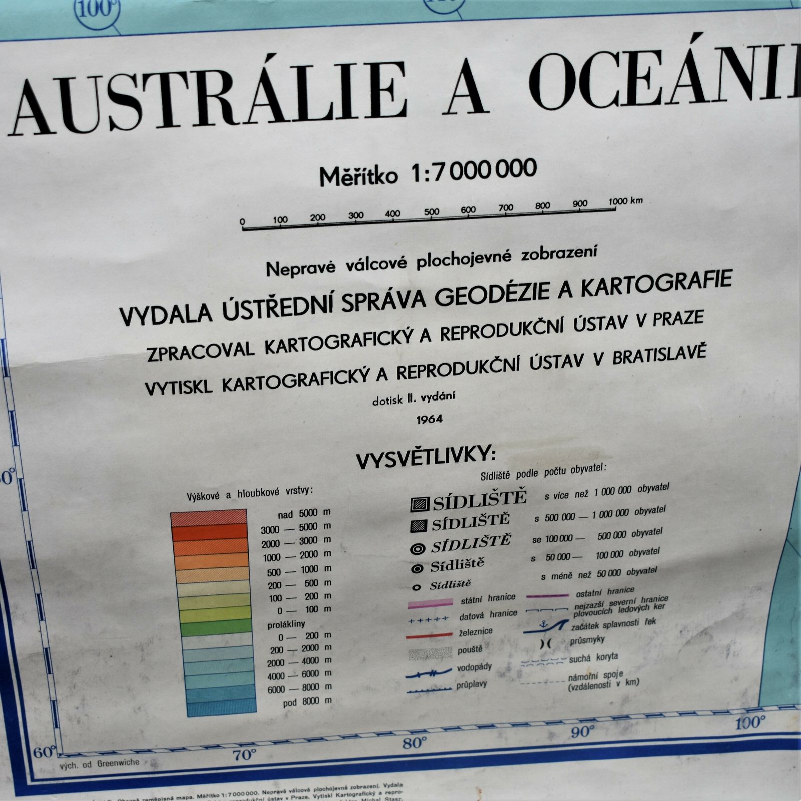 Vintage Oversized Australia Oceania Pacific Linen Backed Map Original Ba photo for sale