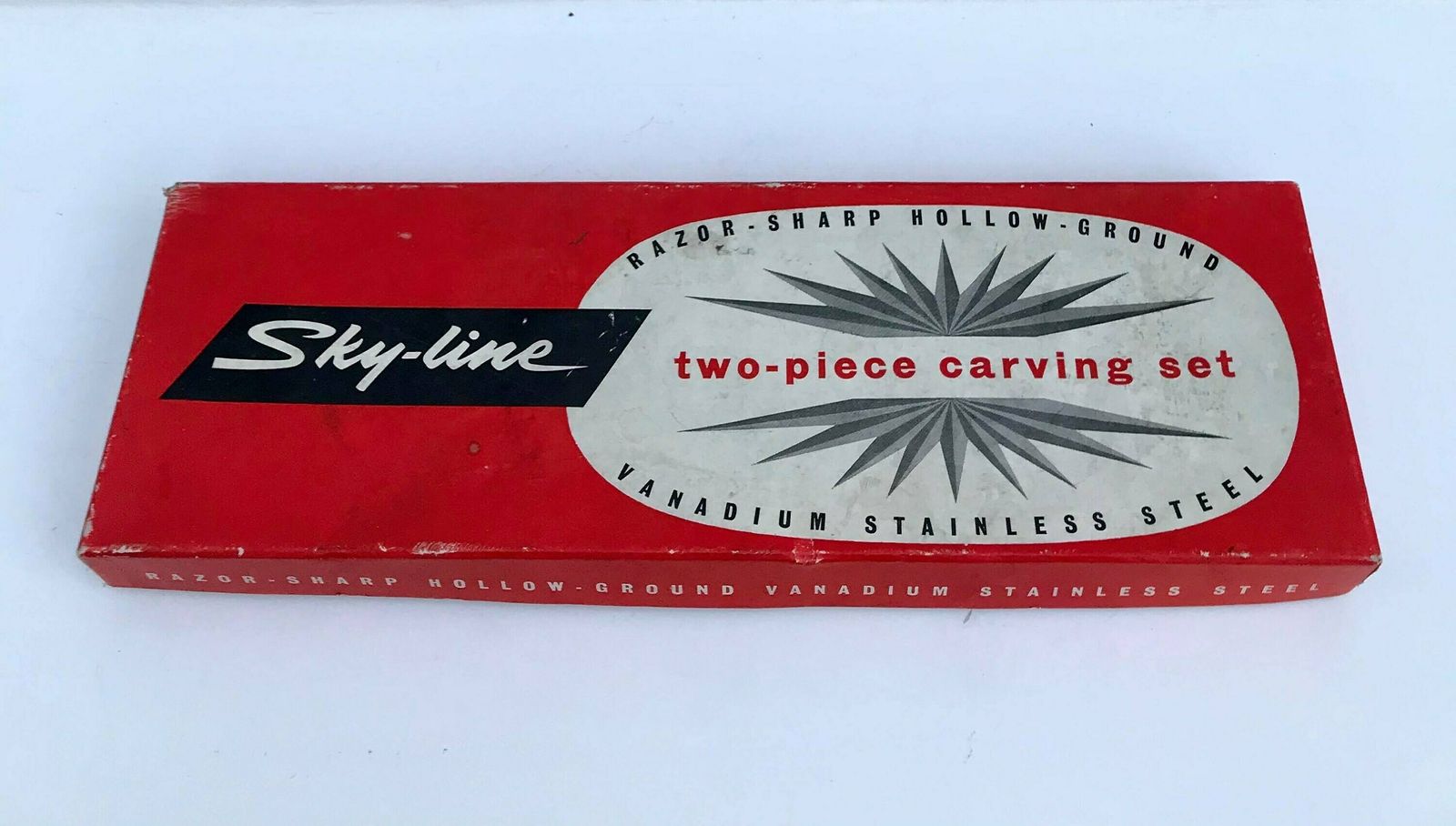 Carving Knife In Its Box Harpening Steel Knife Carving Set, Collectible Flatware Retro Cutlery Barbecue Tools Garden Dinner Sharp Sky Line photo vinterior