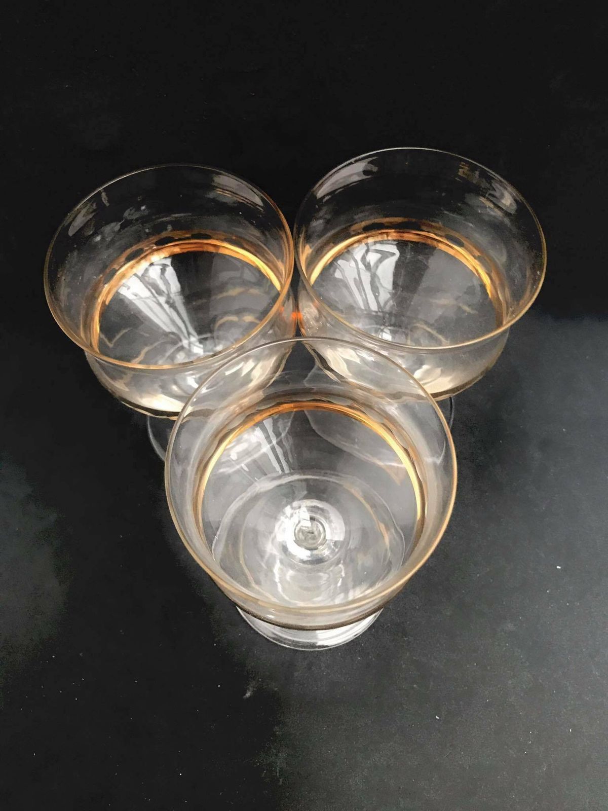 3 Kristallen Wijnglazen Met 24k Gouden Rand – Set Van 3 – Mid Century Vintage – Frans – Hollywood Regency – Barkar – Cocktailglazen – Jaren 1950 photo Woonaccessoires